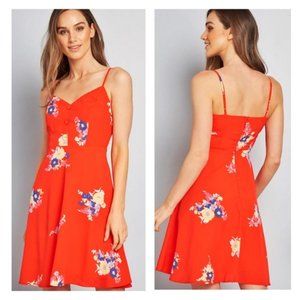ModCloth Living Lightheartedly Red Floral Dress